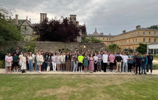 Students from North-East England visiting Trinity College as part of the Oxford North East Residential